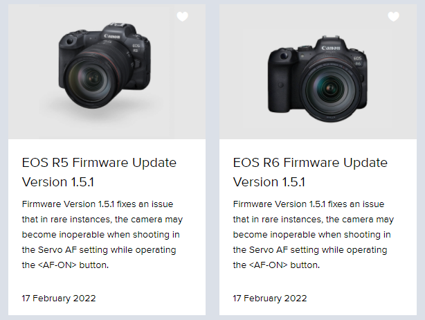 Mise à jour 1.5.1 pour EOS R5 et EOS R6