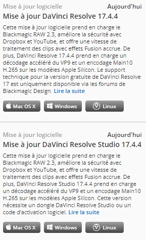 Mise à jour DaVinci Resolve 17.4.4